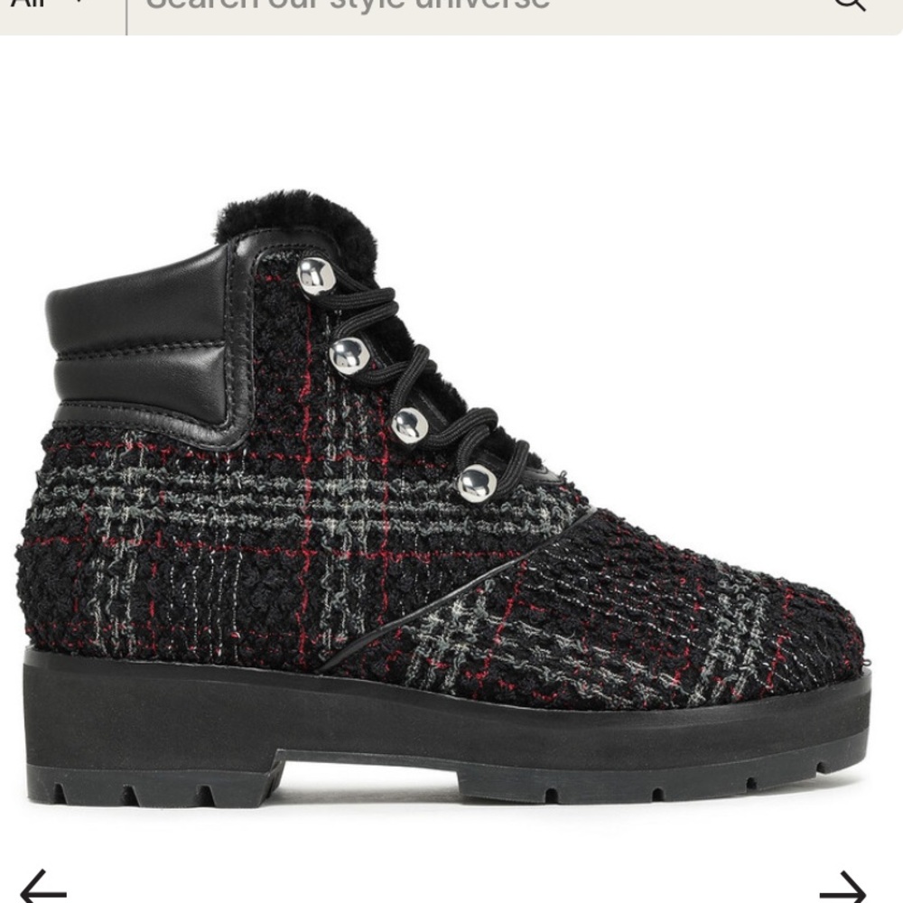 3.1 Phillip Lim Leather-trimmed Checked Boucle-tweed Ankle Boots